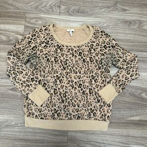 Joie Leopard Print Crew Neck Sweater